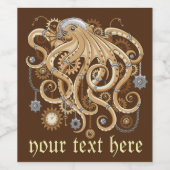 Octopus Steampunk Surreal Retro Style Machine Weinetikett (Einzelnes Label)