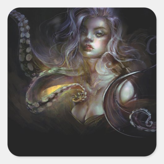 Octopus-Sticker Quadratischer Aufkleber (Vorderseite)