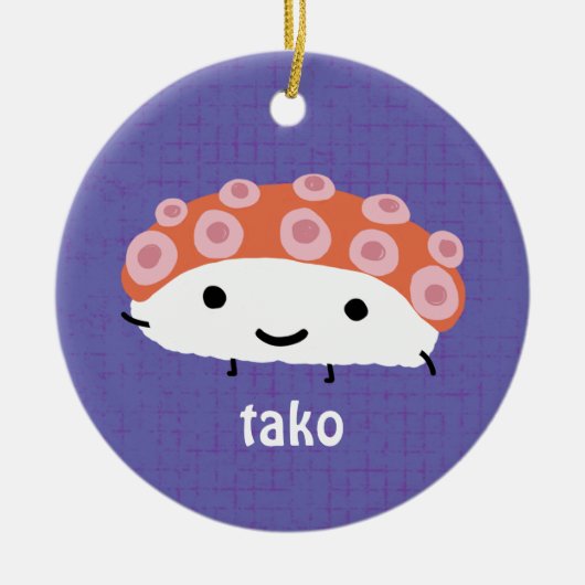 Octopus Sushi (tako) Niedlicher Kawaii Zeichentric Keramik Ornament (Vorne)