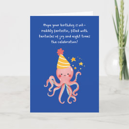 Octopus Tentacle of Joy Whimsy Blue Birthday Karte