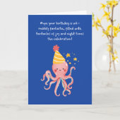 Octopus Tentacle of Joy Whimsy Blue Birthday Karte (Gelbe Blume)
