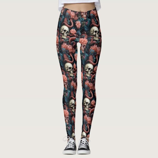 Octopus Tentacles and Skulls Alternative Gothic Leggings (Vorderseite)