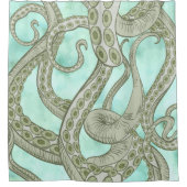 Octopus Tentacles auf grünem Wasser Duschvorhang (Vorderseite)