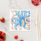 Octopus Tentacles Blue Watercolor Serviette (Beispiel)