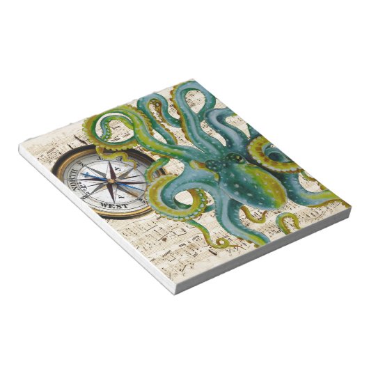 Octopus Tentacles Compass Music Notizblock (angewinkelt)