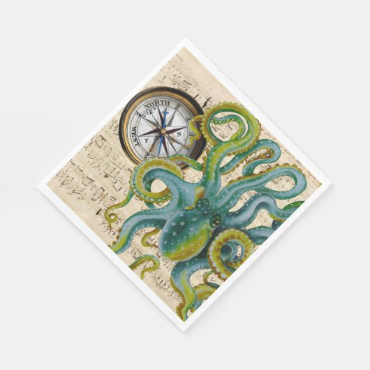 Octopus Tentacles Compass Music Serviette (Ecke)