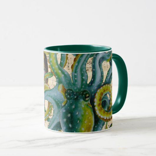 Octopus Tentacles Compass Music Tasse (VorderseiteRechts)