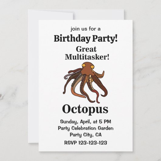 Octopus Tentacles Great Multitasker Funny Birthday Einladung (Vorderseite)
