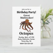 Octopus Tentacles Great Multitasker Funny Birthday Einladung (Stehend Vorderseite)