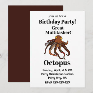 Octopus Tentacles Great Multitasker Funny Birthday Einladung