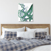 Octopus Tentacles Grün und Blau Leinwanddruck (Insitu (Schlafzimmer))