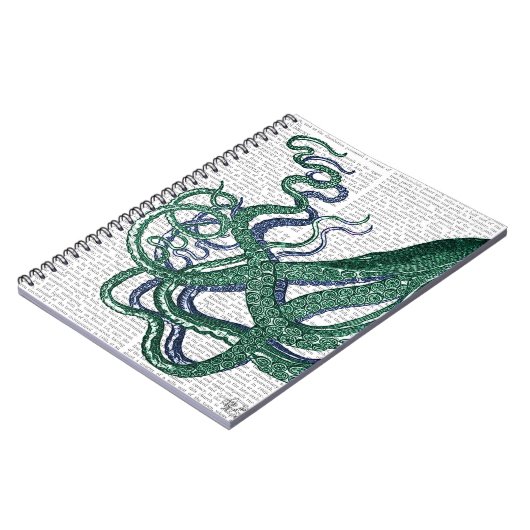 Octopus Tentacles Grün und Blau Notizblock (Linke Seite)