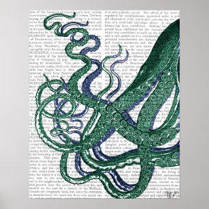 Octopus Tentacles Grün und Blau Poster