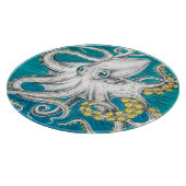 Octopus Tentacles Grüne aquamarine Tinte Schneidebrett (Ecke)