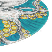 Octopus Tentacles Grüne aquamarine Tinte Schneidebrett (Ecke)