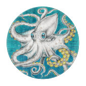 Octopus Tentacles Grüne aquamarine Tinte Schneidebrett (Vorderseite)