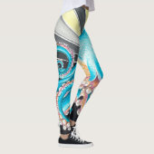 Octopus Tentacles Kraken Retro Streifen Tinte Leggings (Rechts)