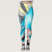 Octopus Tentacles Kraken Retro Streifen Tinte Leggings (Vorderseite)