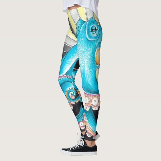 Octopus Tentacles Kraken Retro Streifen Tinte Leggings (Links)
