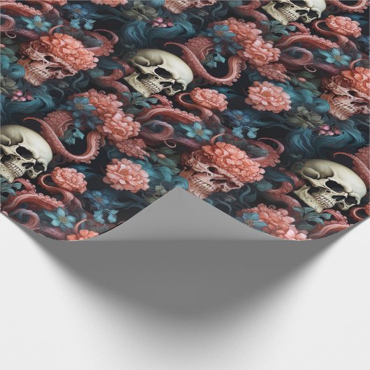 Octopus Tentacles Skull Ocean Underwater Coral Geschenkpapier (Ecke)
