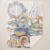 Octopus Tentacles Steel Blue Vintag Map Chic Sherpadecke (Vorderseite)