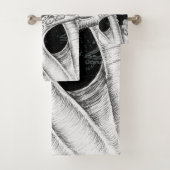 Octopus Tentacles Vintage Karte Schwarz Badhandtuch Set (Insitu)