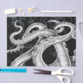 Octopus Tentacles Vintage Karte Schwarz Seidenpapier (Handwerk)