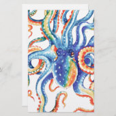 Octopus Tentacles Wasserfarbene Kunst, Dichtung un Briefpapier (Vorne/Hinten)