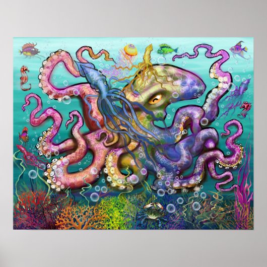 Octopus Tintenfisch Poster (Vorne)
