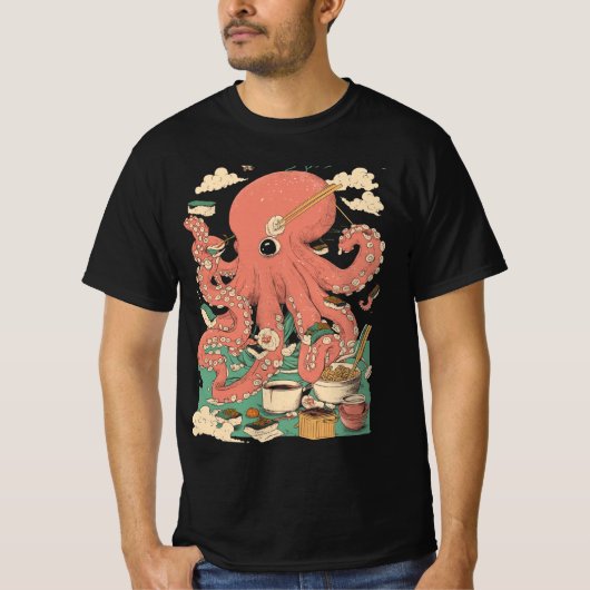 Octopus Tintenfisch Sushi Vatertag Geschenkidee T-Shirt (Vorderseite)