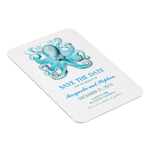 Octopus Türkis Beach Save the Date Magnet (Rechte Seite)