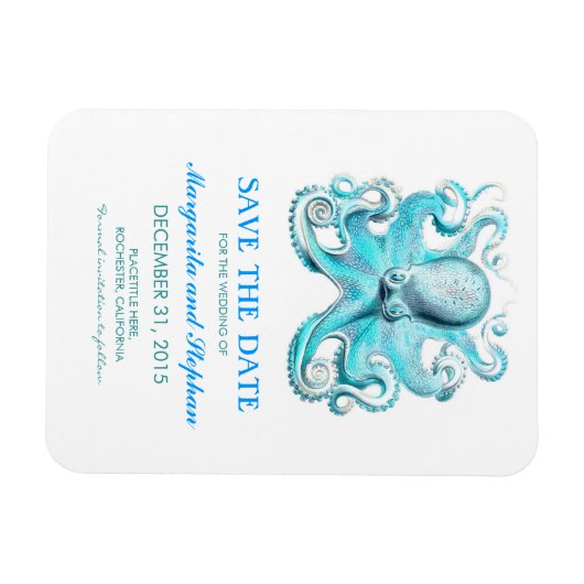 Octopus Türkis Beach Save the Date Magnet (Horizontal)