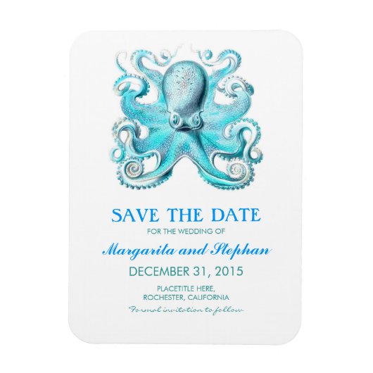 Octopus Türkis Beach Save the Date Magnet (Vertikal)