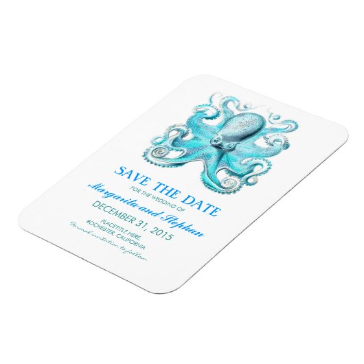 Octopus Türkis Beach Save the Date Magnet (Linke Seite)