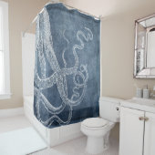 Octopus Twilight Blue Denim Wasserfarbe Kunst Duschvorhang (Beispiel)
