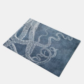 Octopus Twilight Blue Denim Wasserfarbe Kunst Fußmatte (Schrägansicht)
