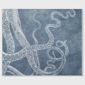 Octopus Twilight Blue Denim Wasserfarbe Kunst Geschenkpapier (Flach)
