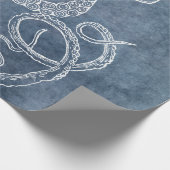 Octopus Twilight Blue Denim Wasserfarbe Kunst Geschenkpapier (Ecke)