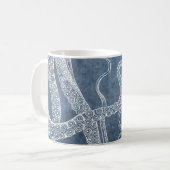 Octopus Twilight Blue Denim Wasserfarbe Kunst Kaffeetasse (Vorderseite Links)