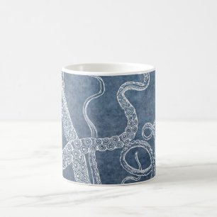 Octopus Twilight Blue Denim Wasserfarbe Kunst Kaffeetasse