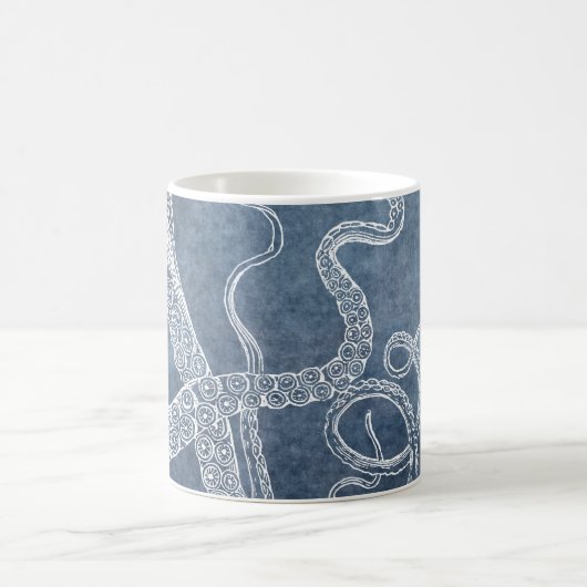 Octopus Twilight Blue Denim Wasserfarbe Kunst Kaffeetasse (Mittel)