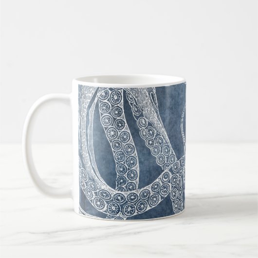 Octopus Twilight Blue Denim Wasserfarbe Kunst Kaffeetasse (Links)