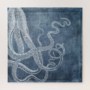 Octopus Twilight Blue Denim Wasserfarbe Kunst Puzzle