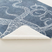 Octopus Twilight Blue Denim Wasserfarbe Kunst Sherpadecke (3/4)