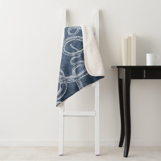 Octopus Twilight Blue Denim Wasserfarbe Kunst Sherpadecke (Beispiel)