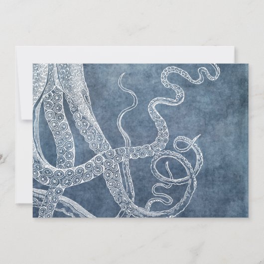 Octopus Twilight Blue Denim Watercolor Art Karte (Vorderseite)