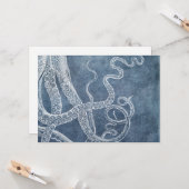 Octopus Twilight Blue Denim Watercolor Art Karte (Vorderseite/Rückseite Beispiel)
