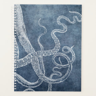 Octopus Twilight Blue Denim Watercolor Art Planer