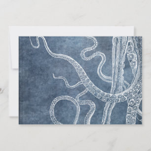 Octopus - Twilight Blue Faded Denim Watercolor Art Karte