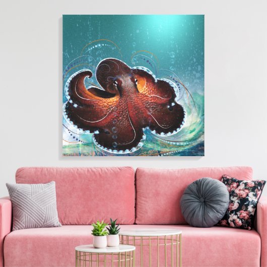 OCTOPUS - überzogene Canvas Leinwanddruck (Insitu (Wohnzimmer))